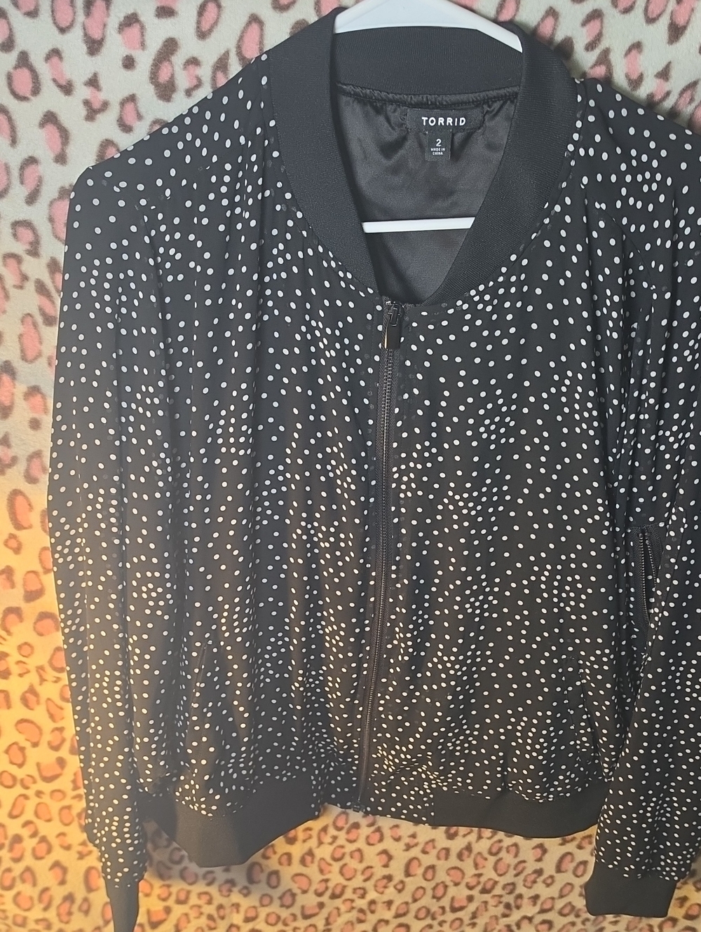 torrid Black Polka Dot Bomber Jacket
